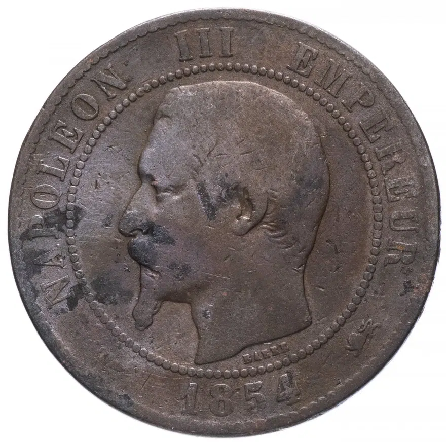 Франция 10 сантимов (centimes) 1854 D