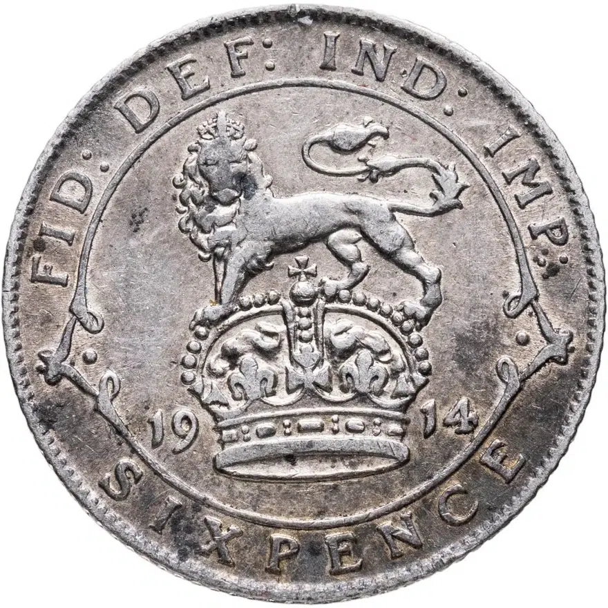 Великобритания 6 пенсов (pence) 1914, аверс