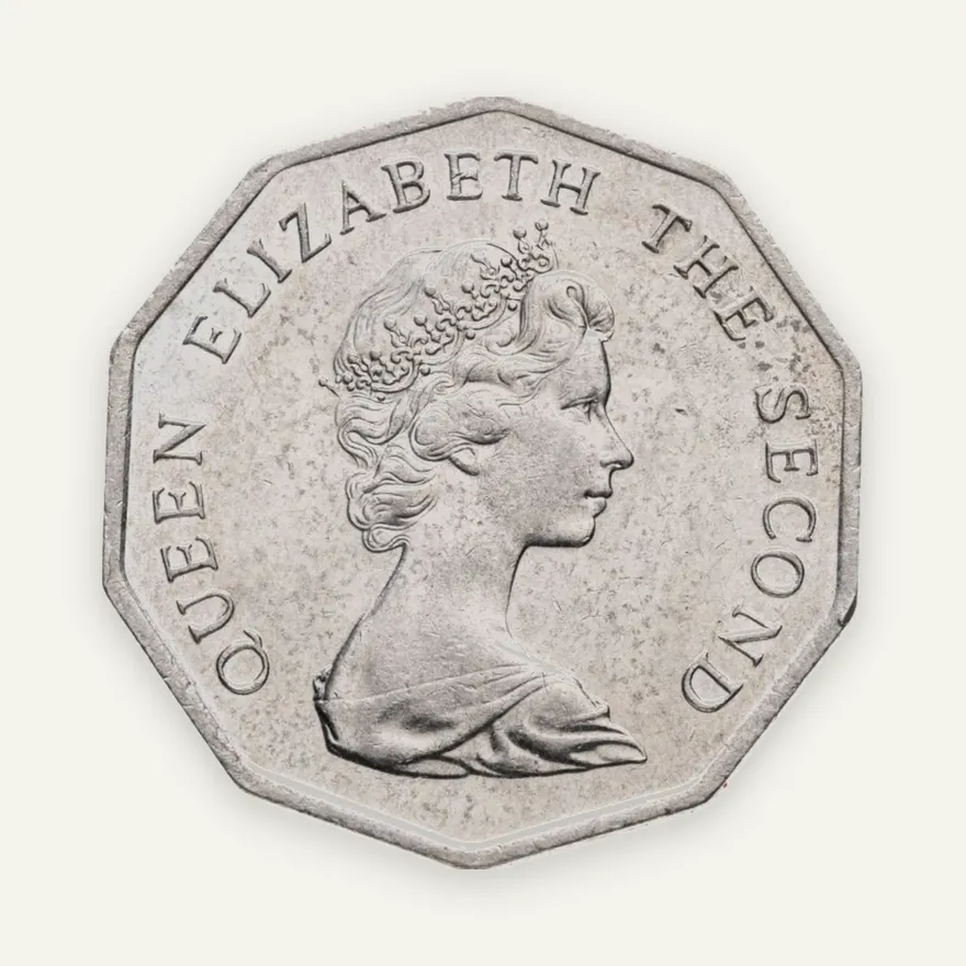 Гонконг 5 долларов (dollars) 1976 молодая королева, реверс