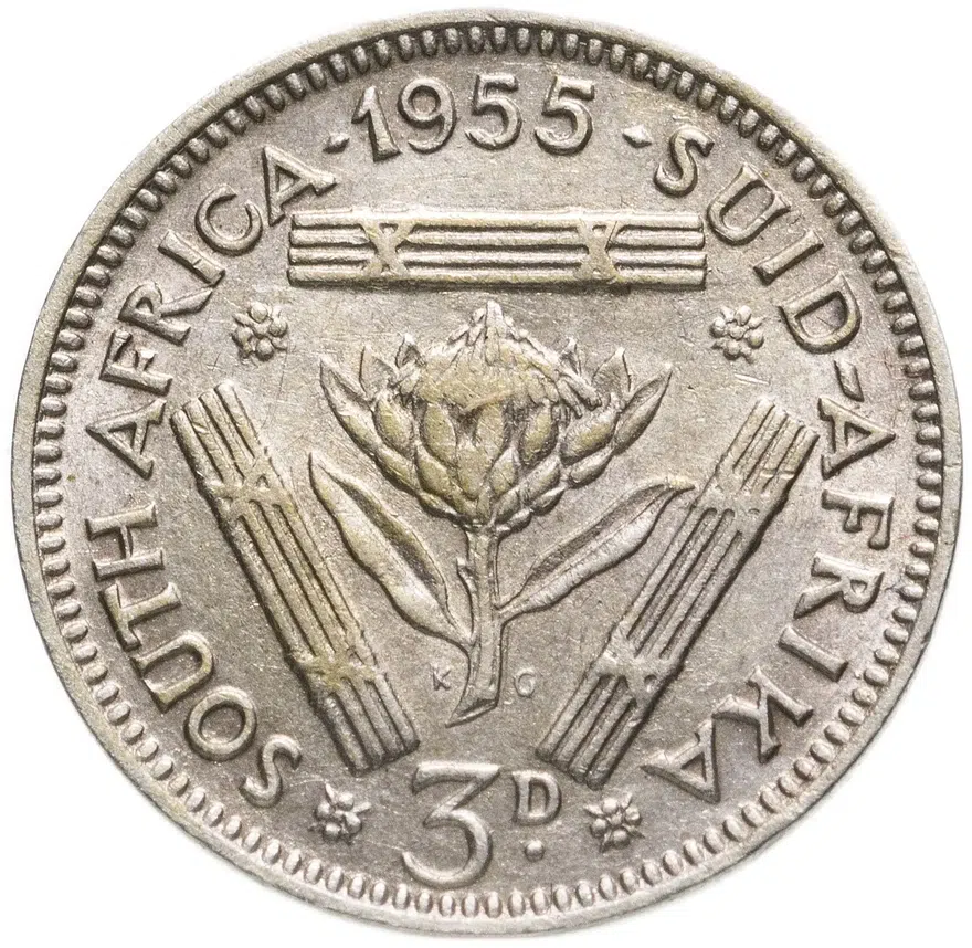 ЮАР 3 пенса (pence) 1955, аверс