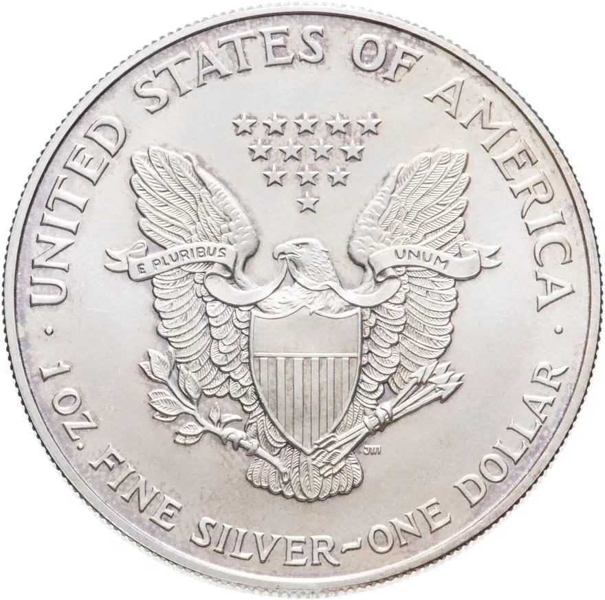 США 1 доллар (dollar) 1997  Американский серебряный орёл Без отметки монетного двора, реверс