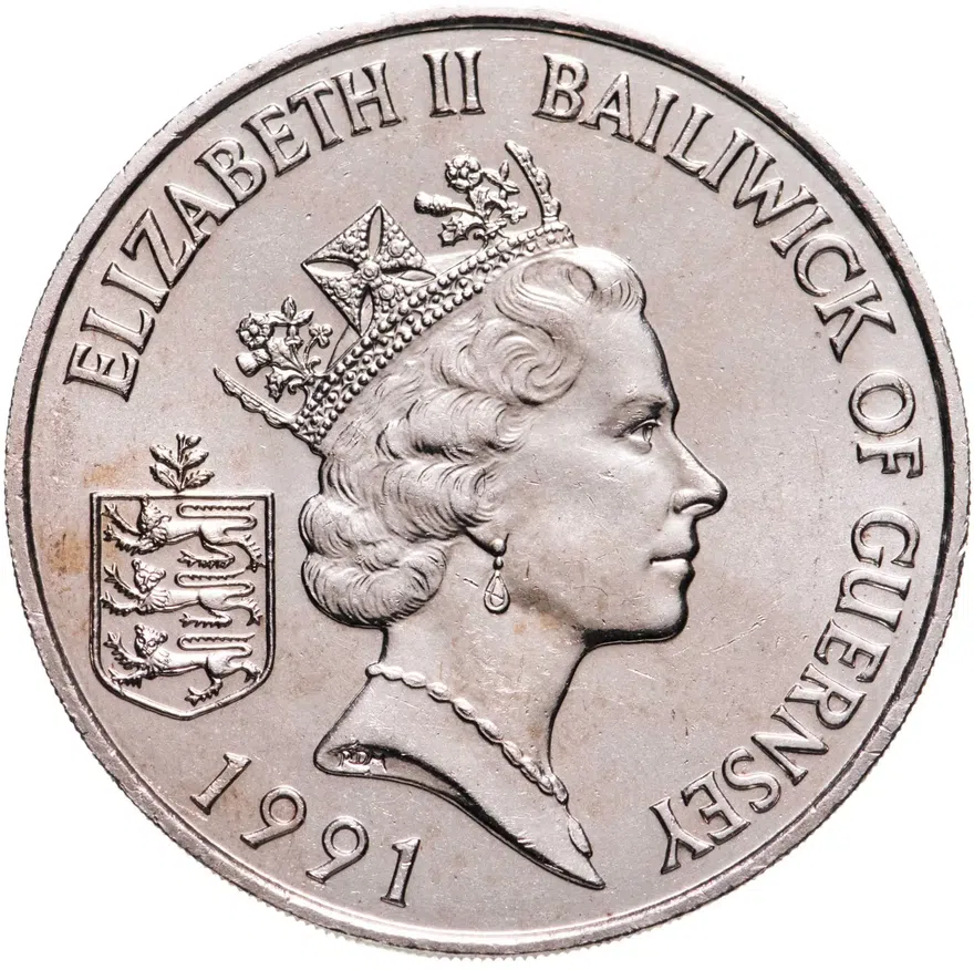Гернси 2 фунта (pounds) 1991  Короли Англии - Генрих II Плантагенет, реверс