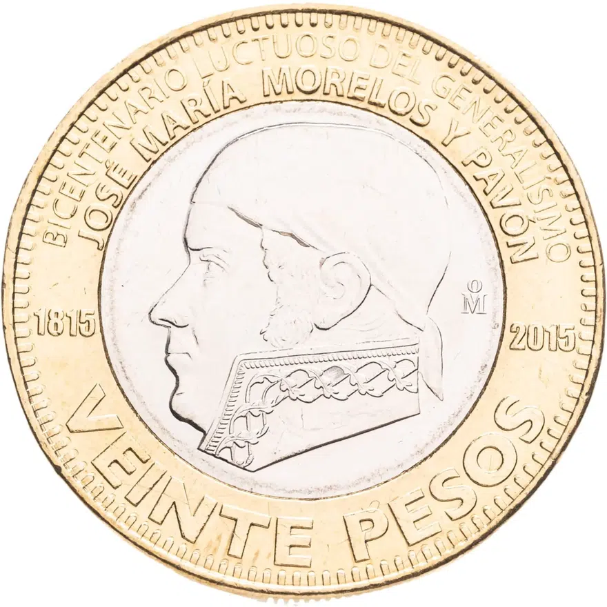Мексика 20 песо (pesos) 2015 "200 лет со дня смерти Хосе Марии Морелоса"