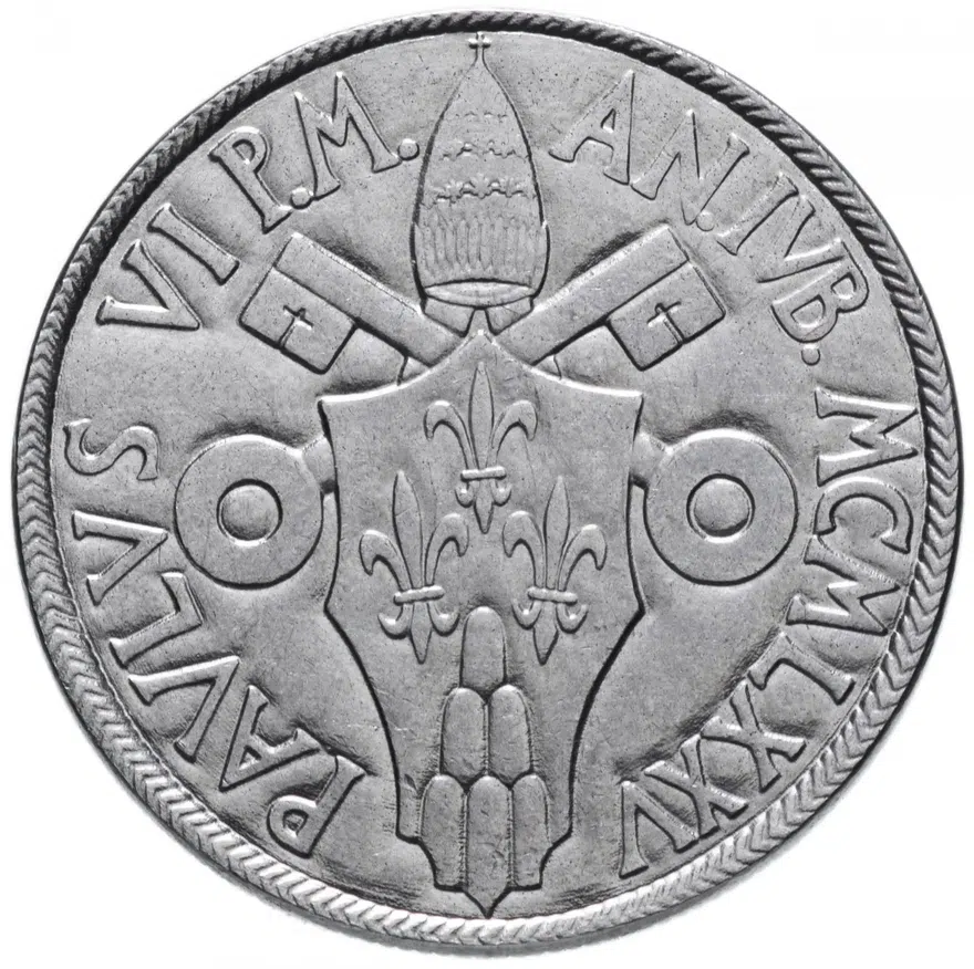 Ватикан 50 лир (lire) 1975 "Лето Господне", реверс