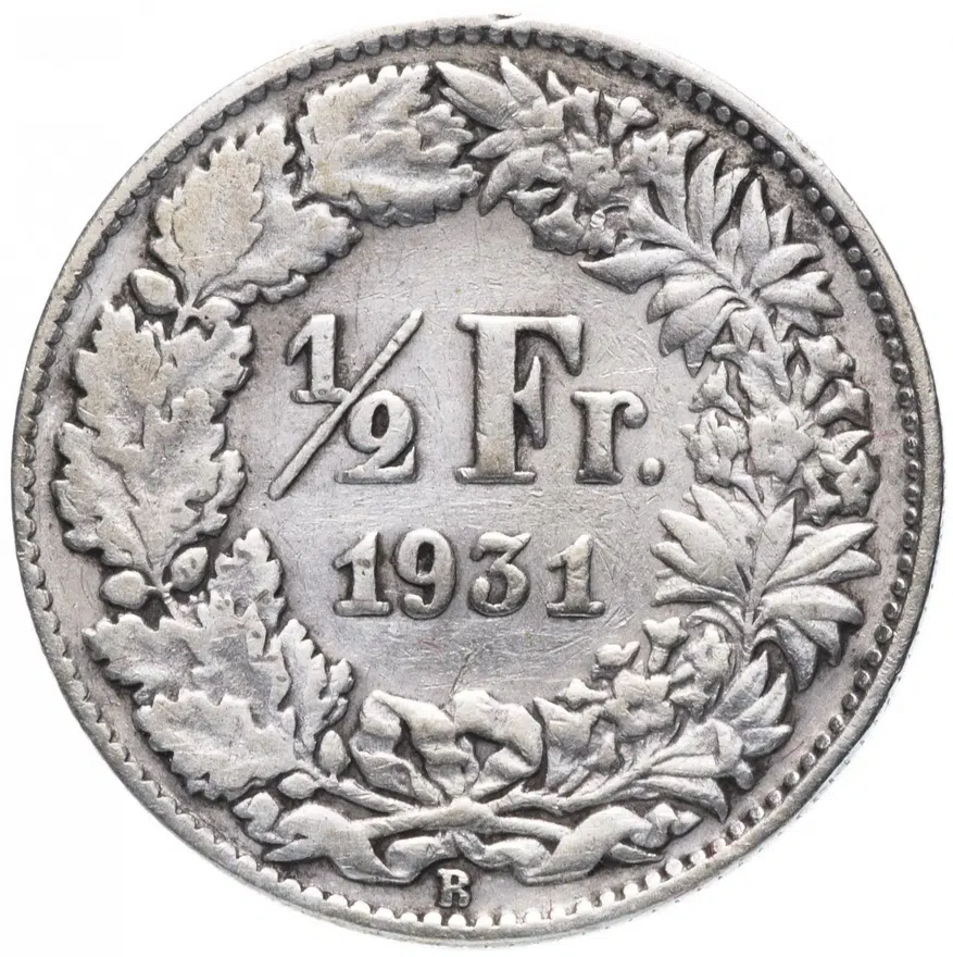 Швейцария 1/2 франка (franc) 1931