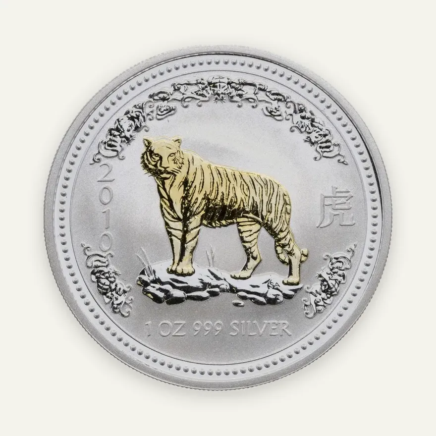 Австралия 1 доллар (dollar) 2007 "Год тигра - 2010" с позолотой