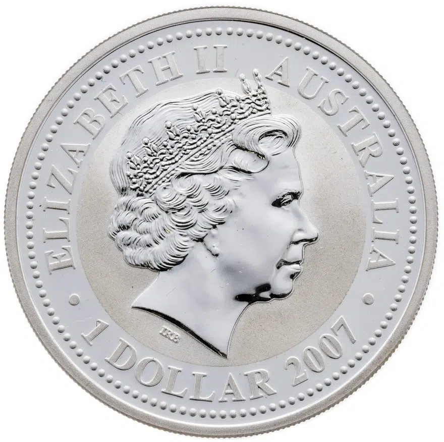 Австралия 1 доллар (dollar) 2007 "Год тигра - 2010" с позолотой, реверс