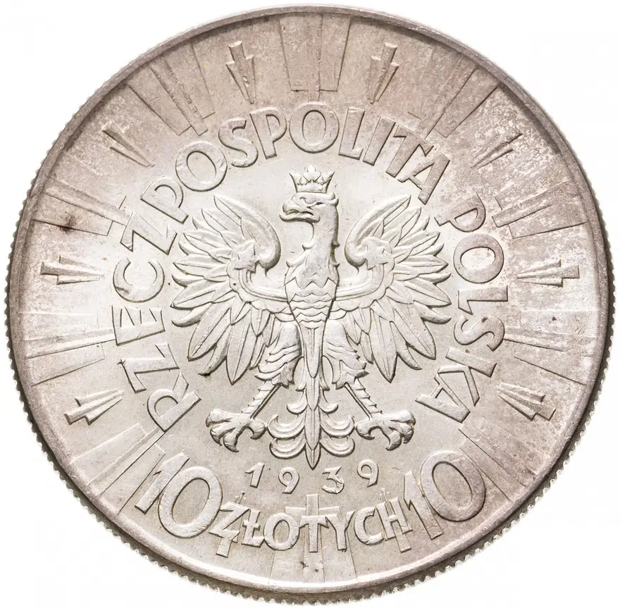 Польша 10 злотых (zlotych) 1939, реверс