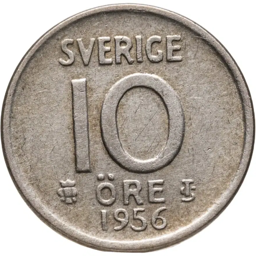 Швеция 10 эре (ore) 1956, аверс