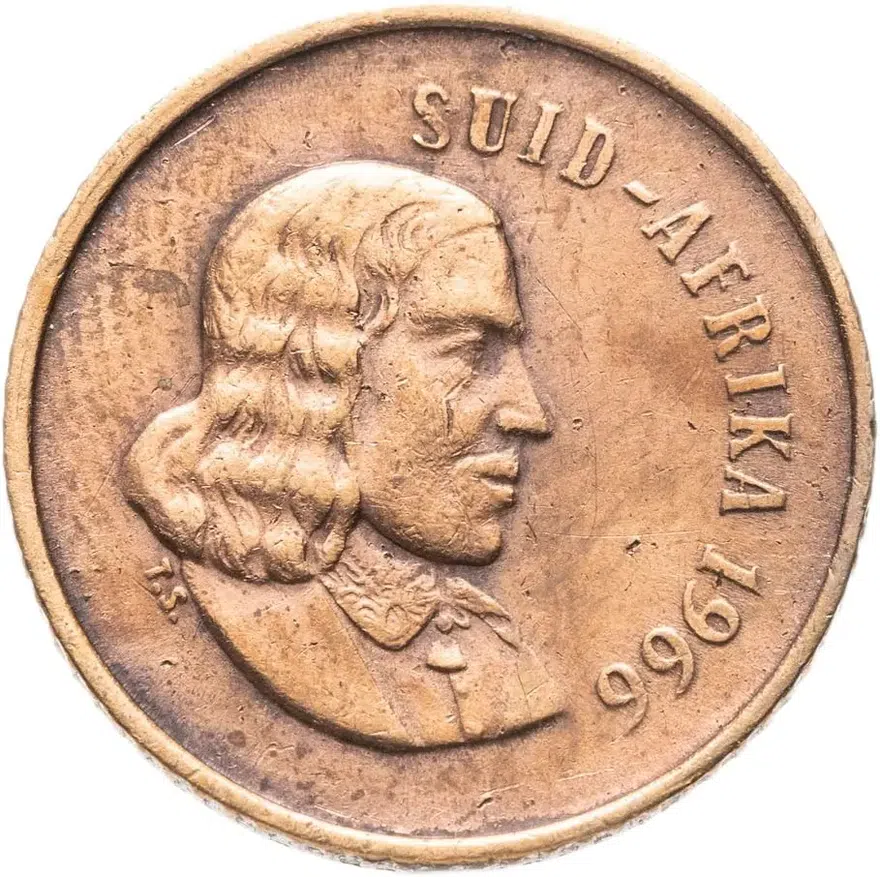 ЮАР 1 цент (cent) 1966  Надпись на языке африкаанс - "SUID-AFRIKA"