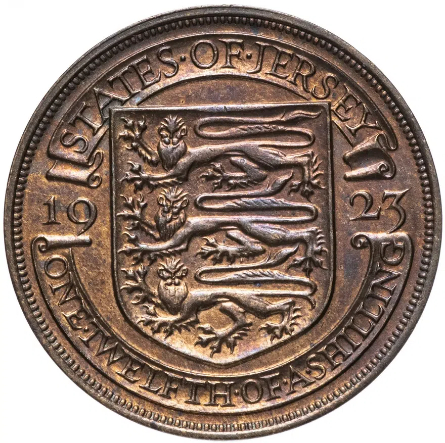 Джерси 1/12 шиллинга (shilling) 1923 Испанский щит, реверс