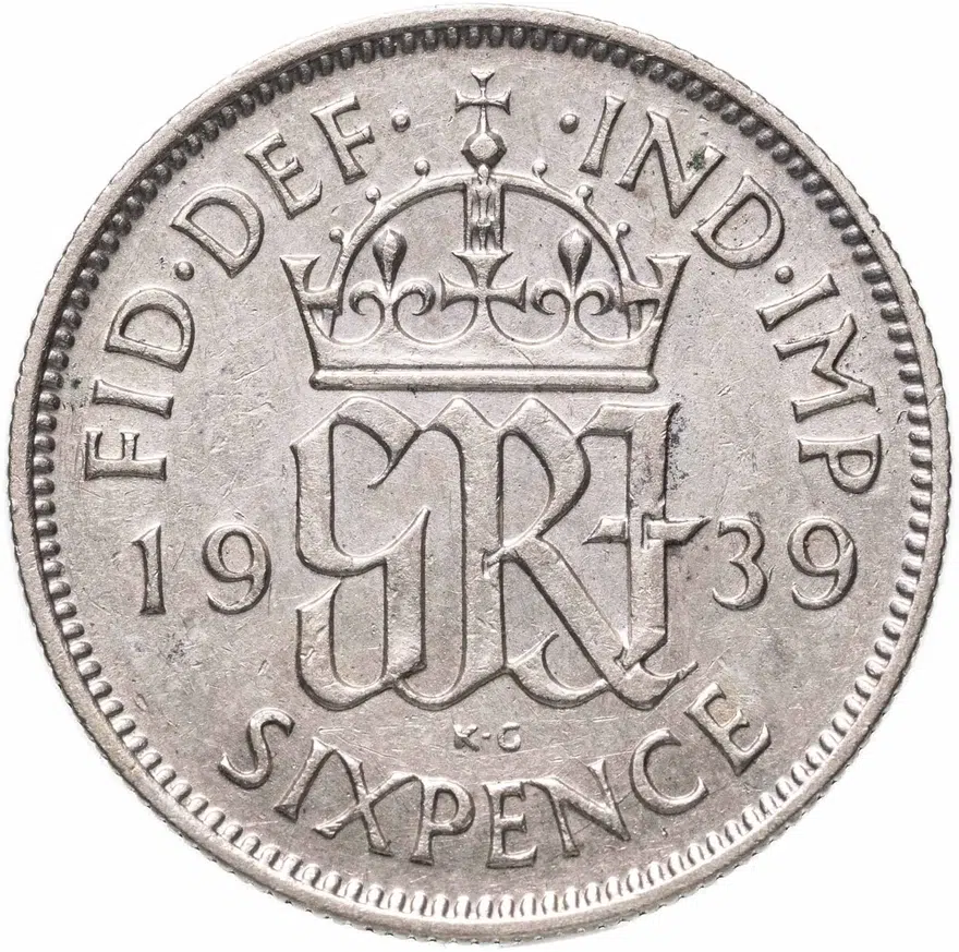 Великобритания 6 пенсов (pence) 1939, реверс