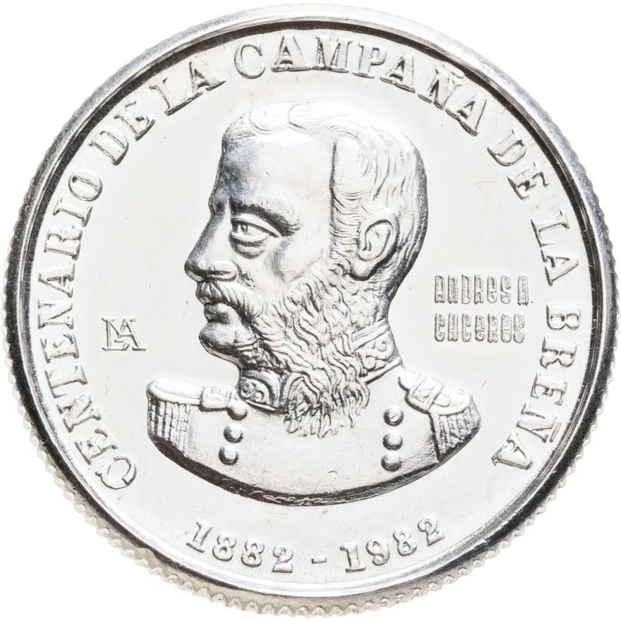 Перу 10000 солей (soles) 1982  100 лет битве при Брене