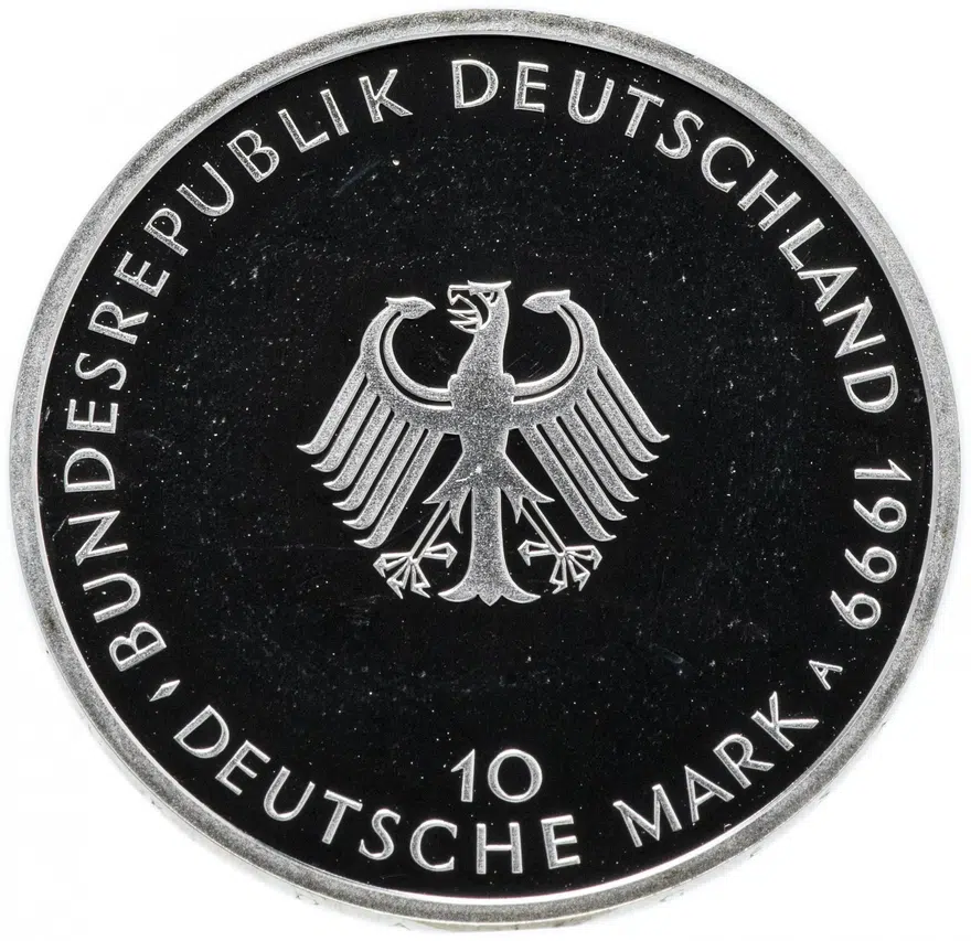 Германия 10 марок 1999 "50 лет Немецкой Конституции" (А), реверс