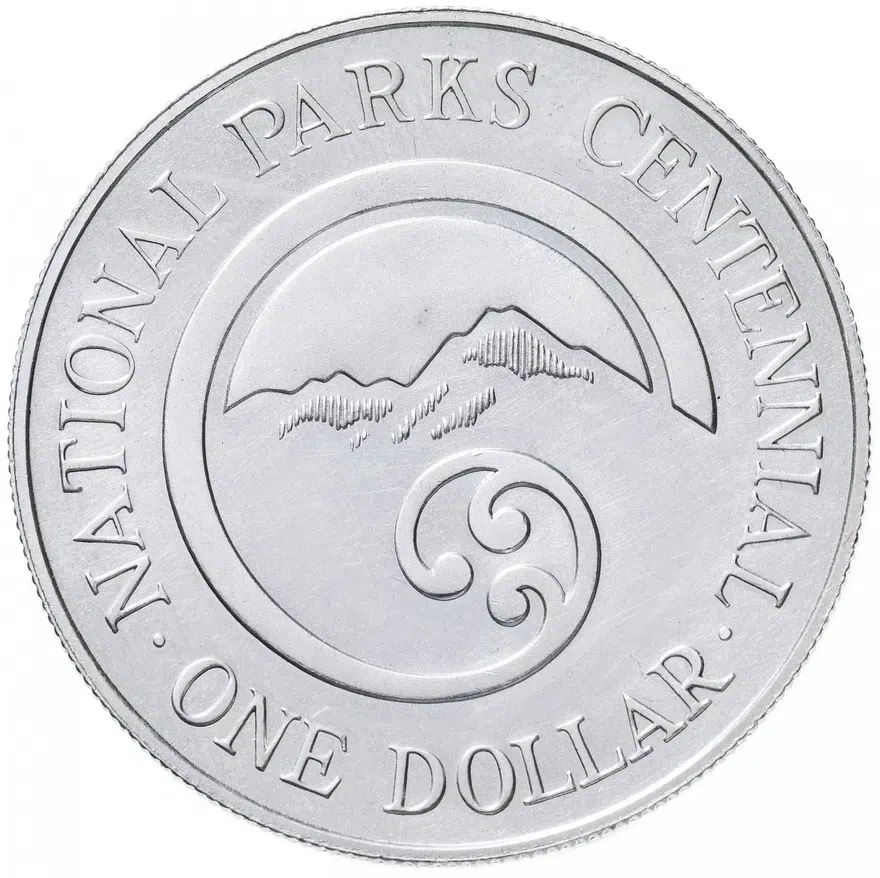 Новая Зеландия 1 доллар (dollar) 1987  100 лет Национальному парку, аверс