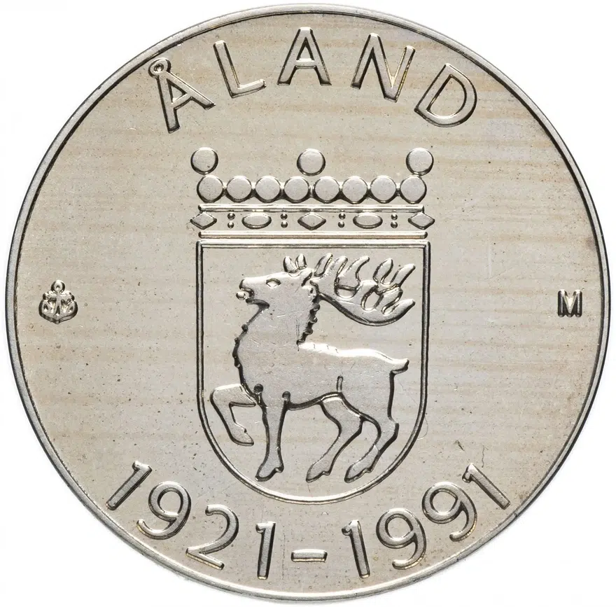Финляндия 100 марок (markkaa) 1991 "70 лет автономии Аландских островов"