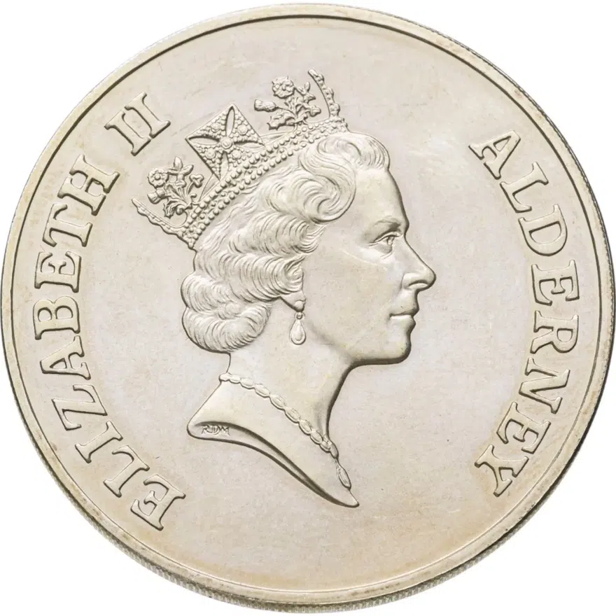Олдерни 5 фунтов (pounds) 1996 "70 лет со дня рождения Королевы Елизаветы II", реверс