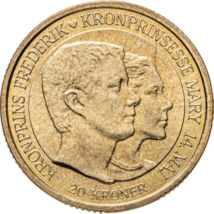 Дания 20 крон (kroner) 2004  свадьба Принца Фредерика и Мисс Мэри Дональдсон