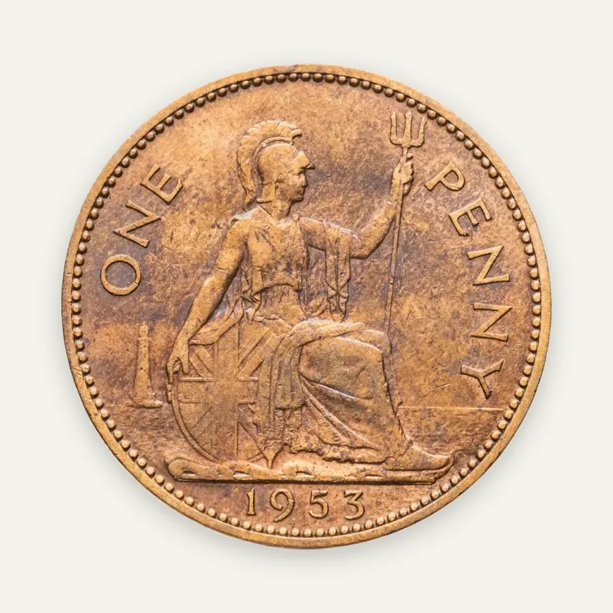 Великобритания 1 пенни (penny) 1953, аверс