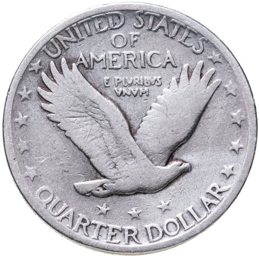 США 25 центов (квотер, 1/4 доллара, quarter dollar) 1929 D Standing Liberty Quarter знак монетного двора: "D" - Денвер, реверс