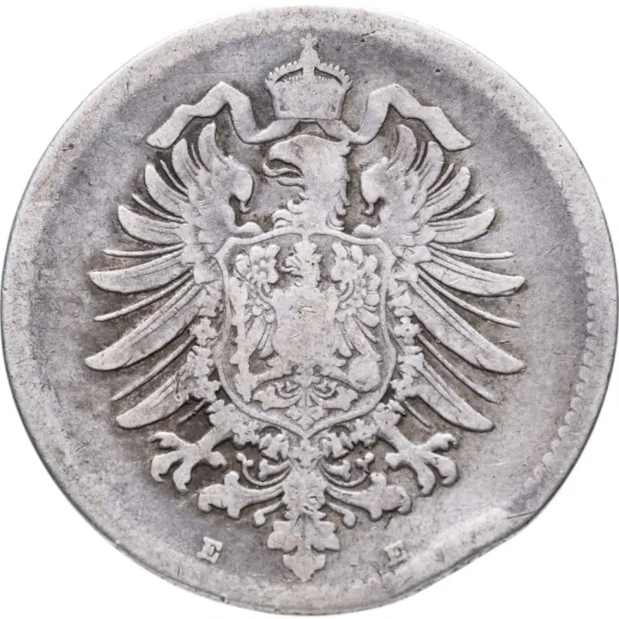 Германская Империя, 1 марка 1874 знак монетного двора "E" - Дрезден, реверс