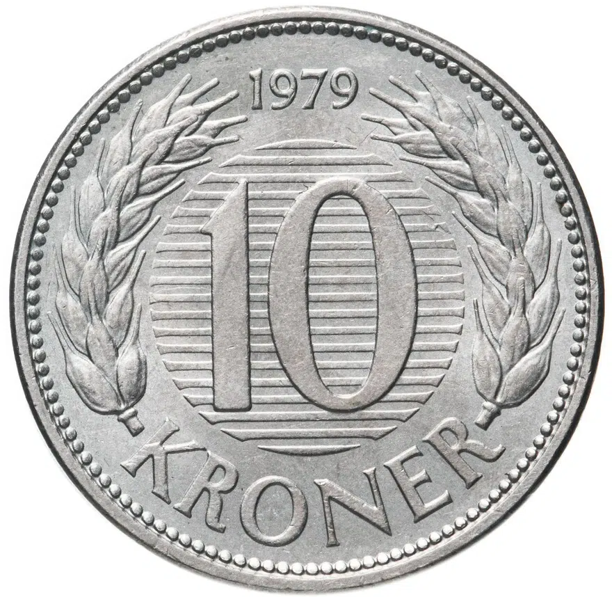 Дания 10 крон (kroner) 1979, реверс