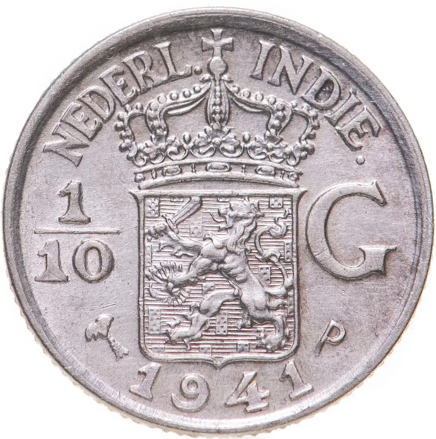Голландская Ост-Индия 1/10 гульдена (gulden) 1941 P  знак монетного двора: "P" - Филадельфия, реверс
