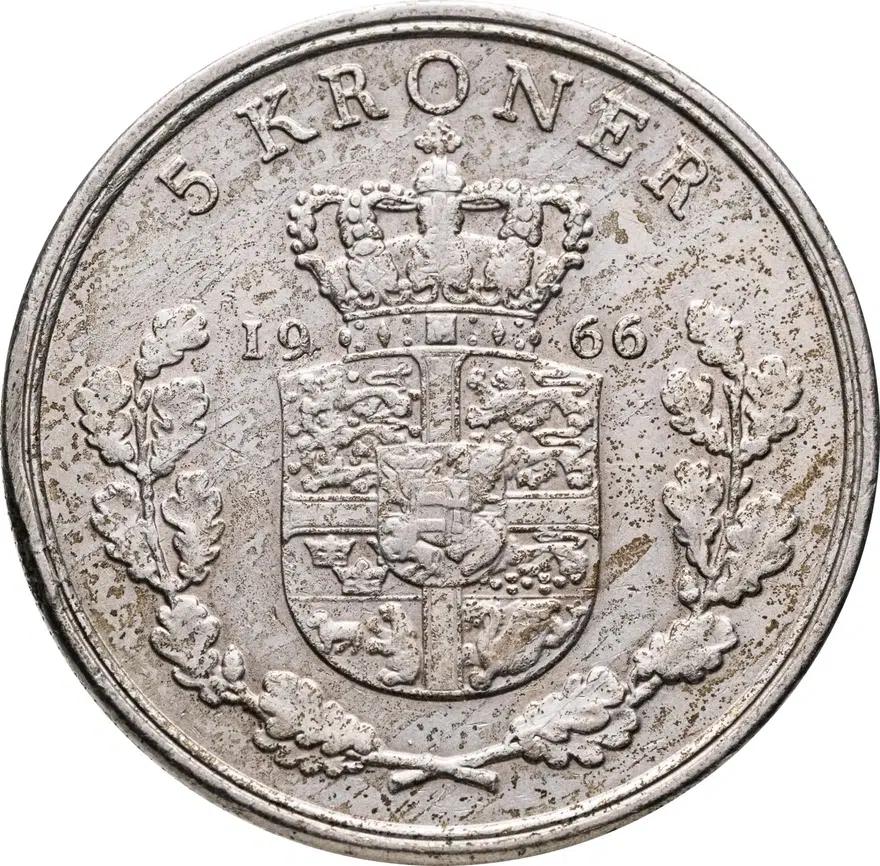 Дания 5 крон (kroner) 1966