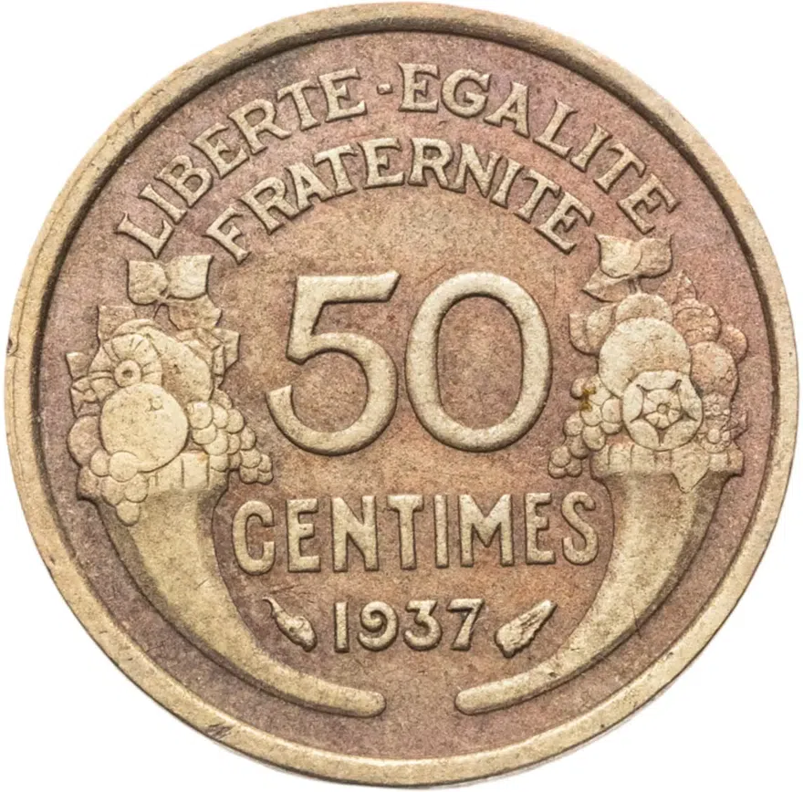 Франция 50 сантимов (centimes) 1937, аверс