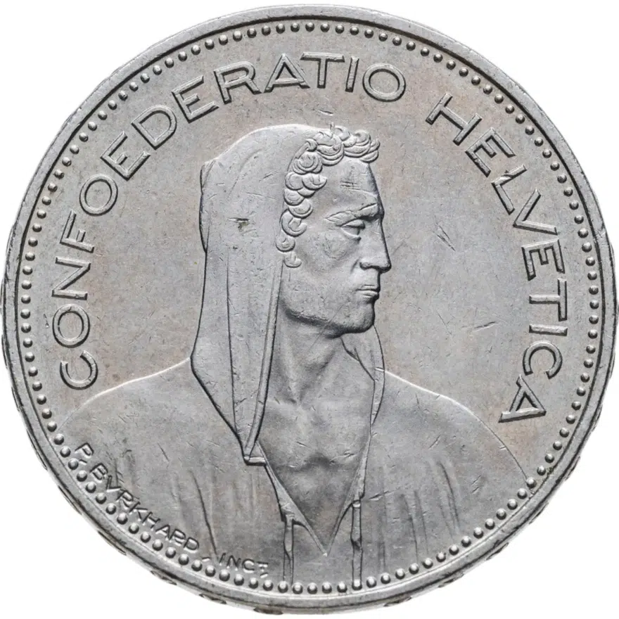 Швейцария 5 франков (francs) 1997, аверс