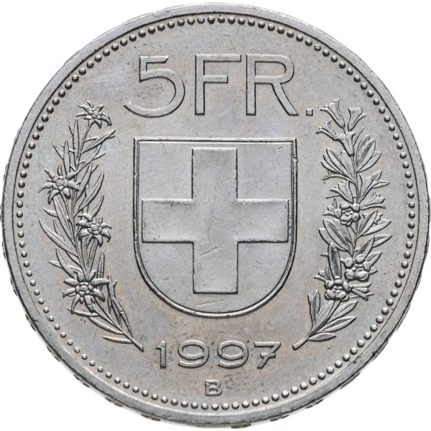 Швейцария 5 франков (francs) 1997, реверс
