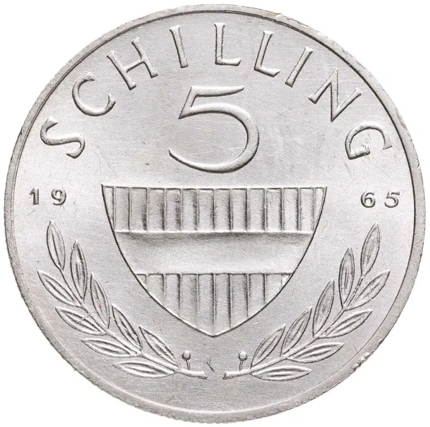 Австрия 5 шиллингов (shilling) 1965, реверс