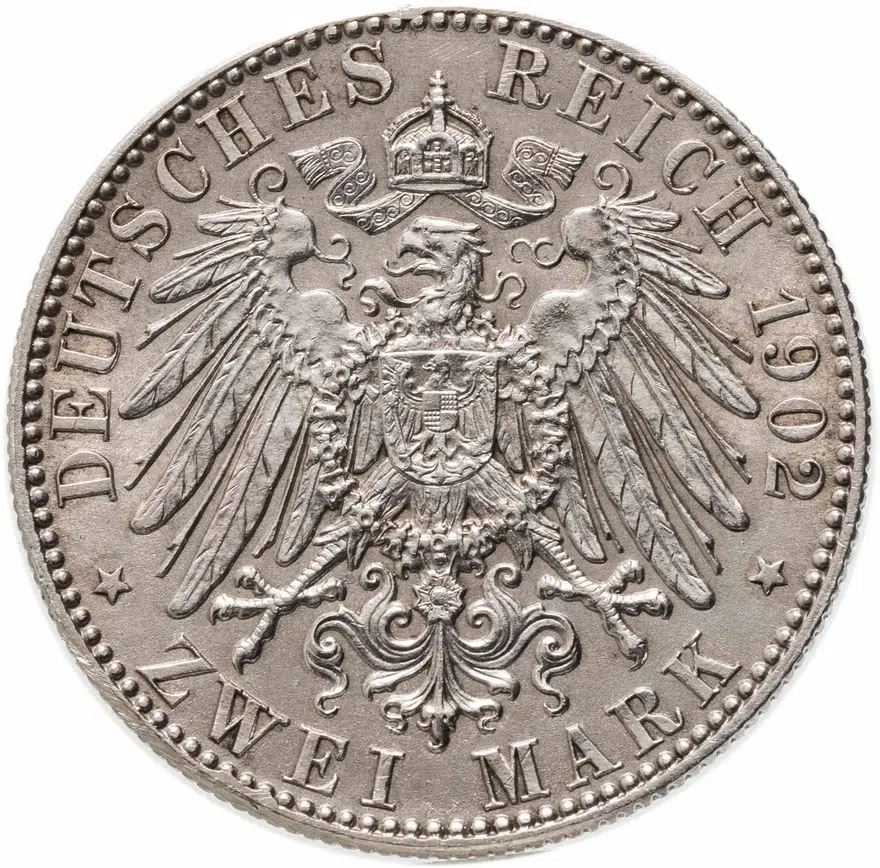 Германия (Империя) 2 марки (mark) 1902  Смерть Альберта Саксонского, аверс