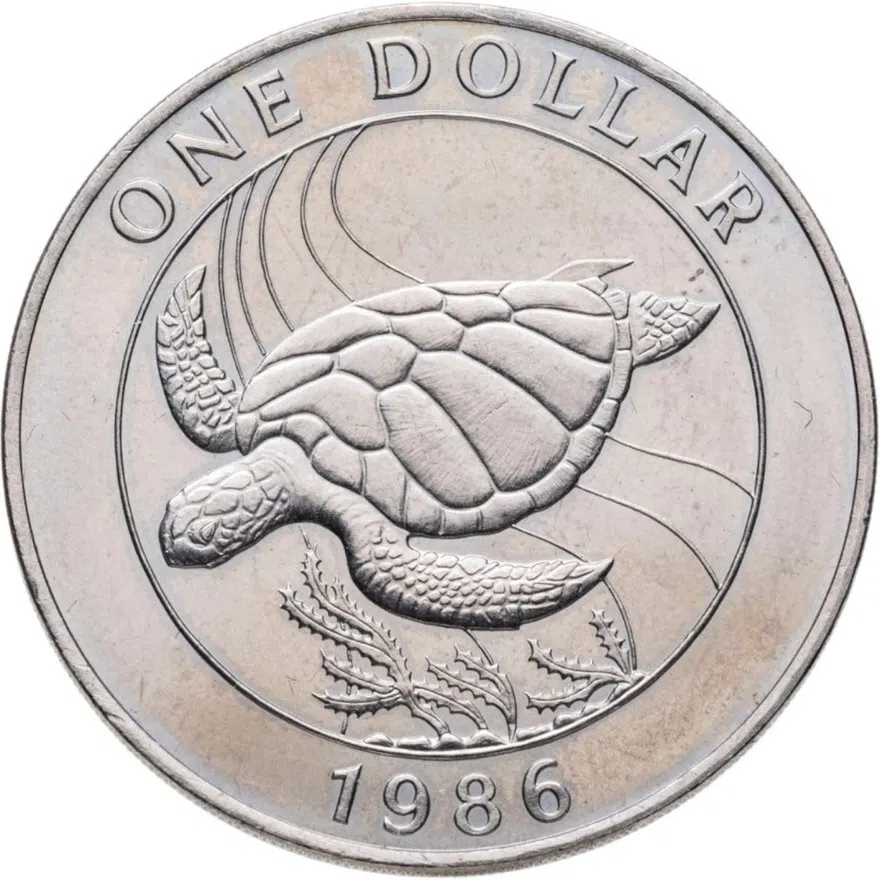 Бермуды 1 доллар (dollar) 1986  25 лет Всемирному фонду дикой природы