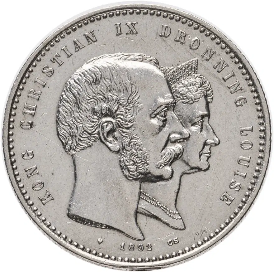 Дания 2 кроны (kroner) 1892   Свадьба короля Кристиана IX и королевы Луизы