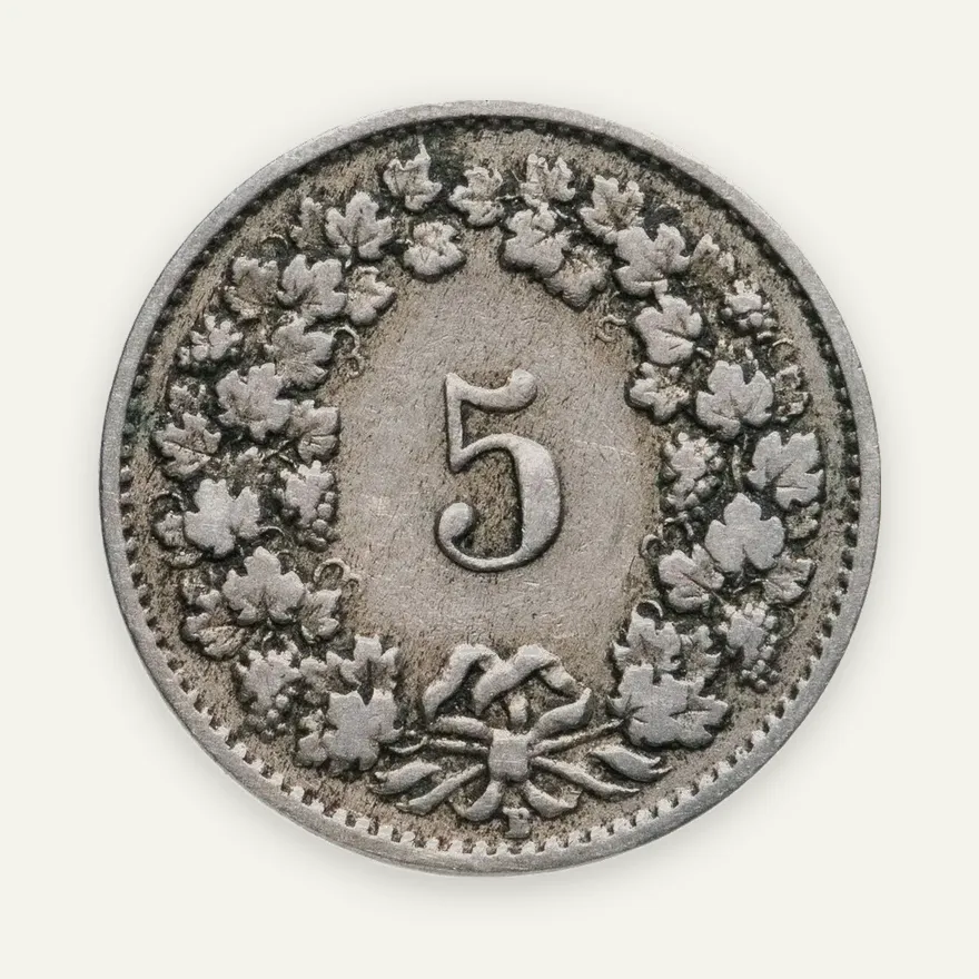 Швейцария 5 раппенов (rappen) 1919, реверс