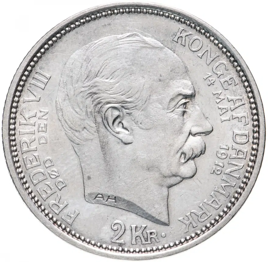 Дания 2 кроны (kroner) 1912   смерть Фредерика VIII и вступление на престол Кристиана X, реверс