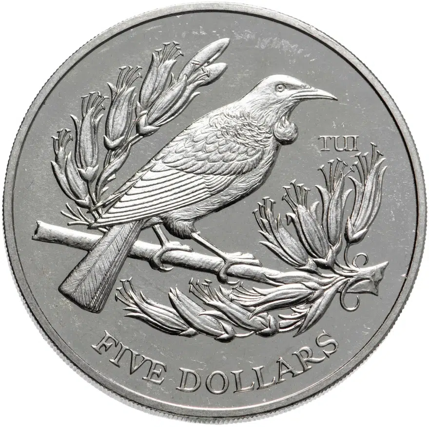 Новая Зеландия 5 долларов (dollars) 1995  Новозеландский туи
