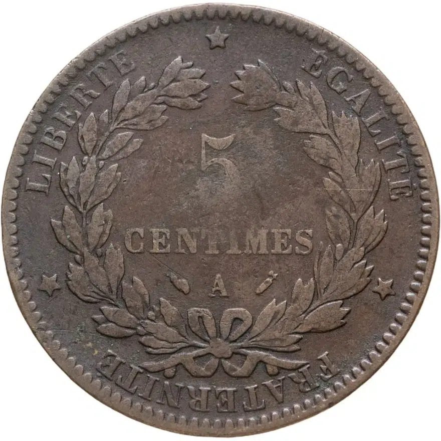 Франция 5 сантимов (centimes) 1892, аверс