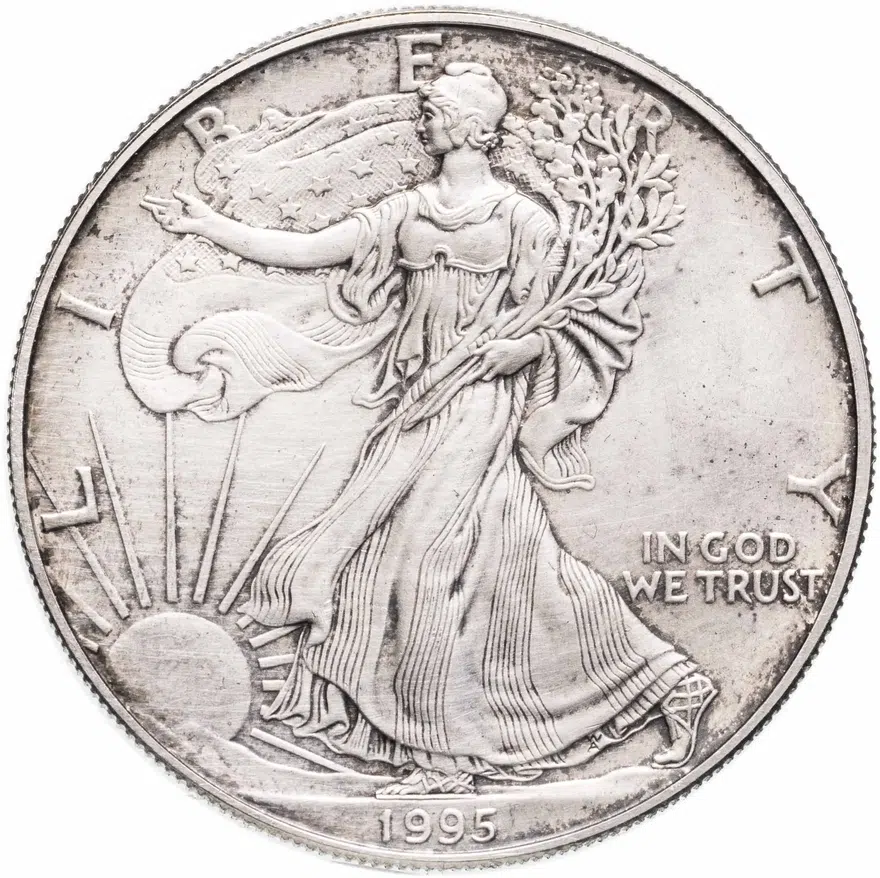 США 1 доллар (dollar) 1995  Американский серебряный орёл Без отметки монетного двора, аверс