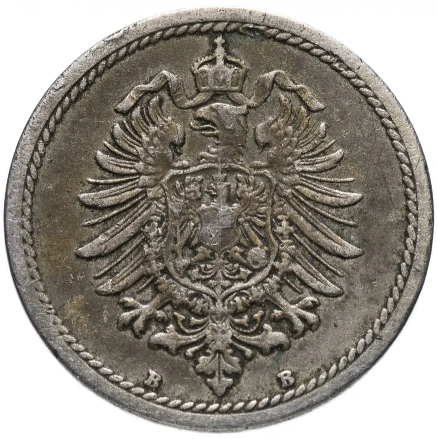 Германия (Империя) 5 пфеннигов (pfennig) 1875 B, реверс