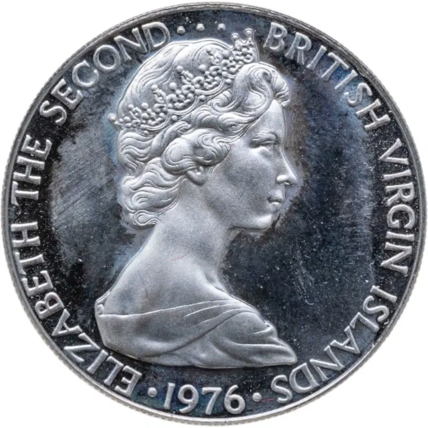 Британские Виргинские острова 25 центов (cents) 1976, реверс