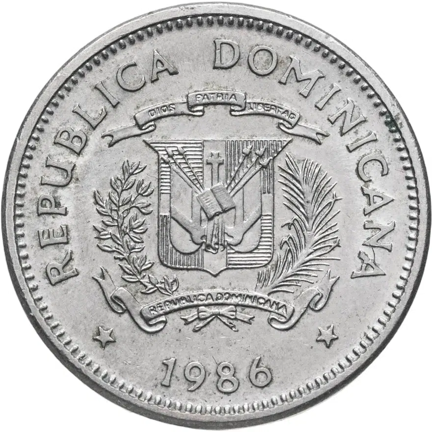 Доминикана 5 сентаво (centavos) 1986