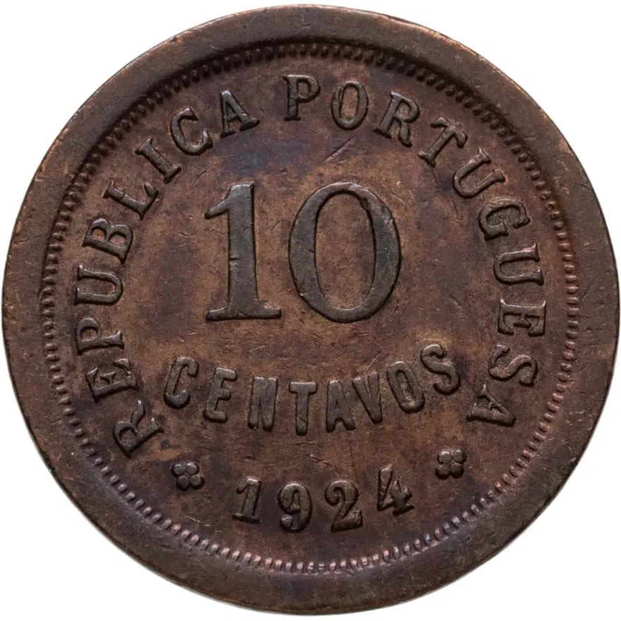 Португалия 10 сентаво (centavos) 1924, реверс