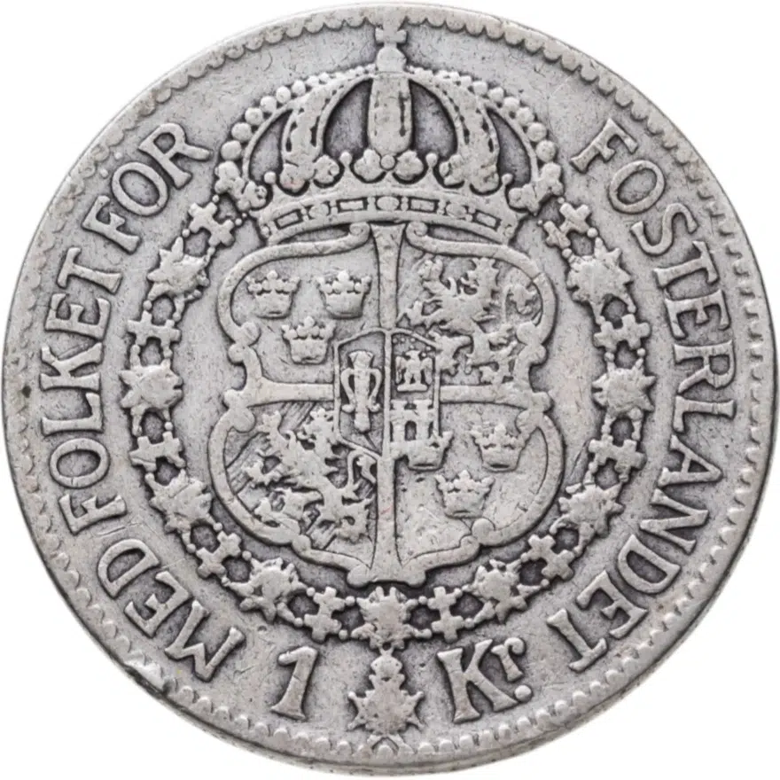 Швеция 1 крона (crown) 1918, реверс