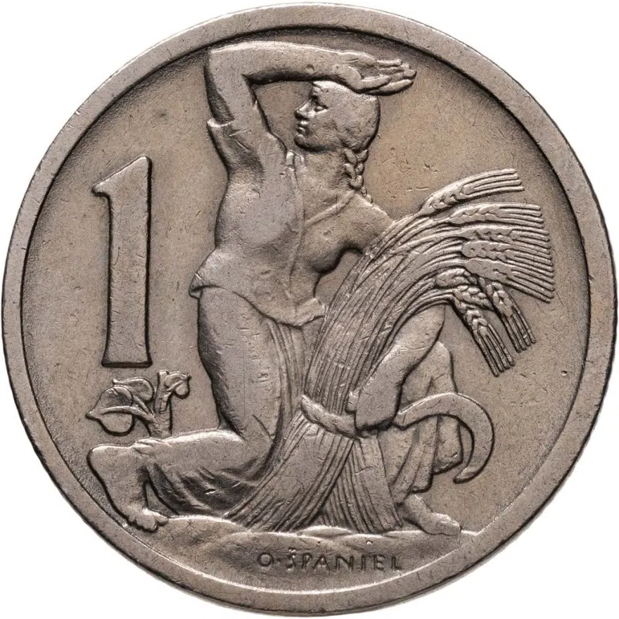 Чехословакия 1 крона (crown) 1929, аверс