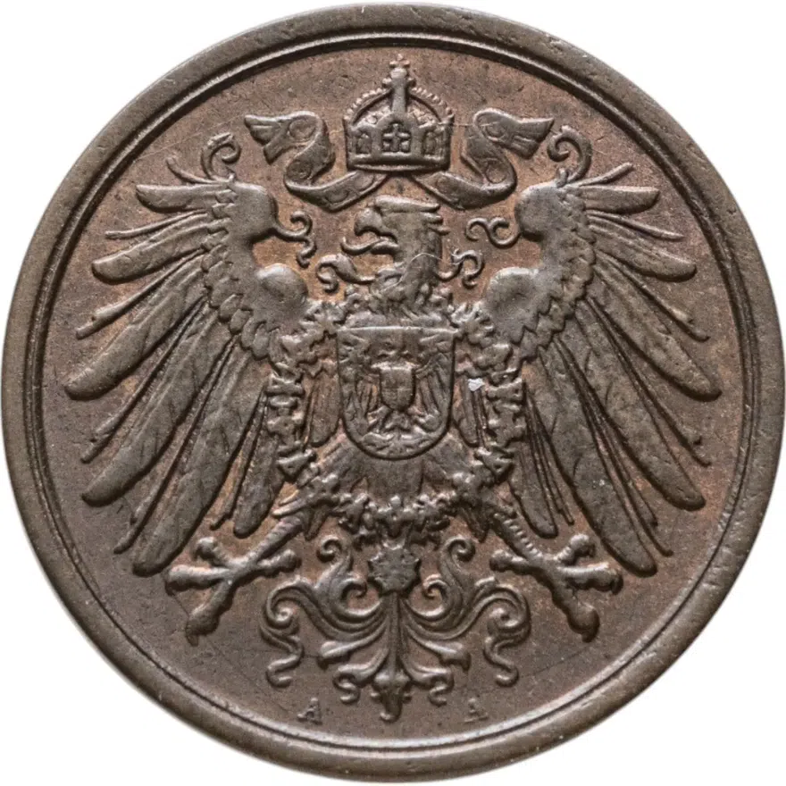 Германская Империя 2 пфеннига (pfennig) 1916 "А" - Берлин, реверс