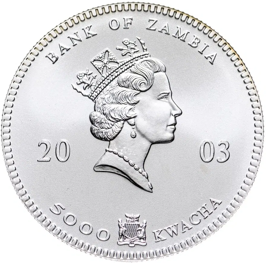 Замбия 5000 квач (kwacha) 2003  Дикая природа Африки - Слоны, реверс