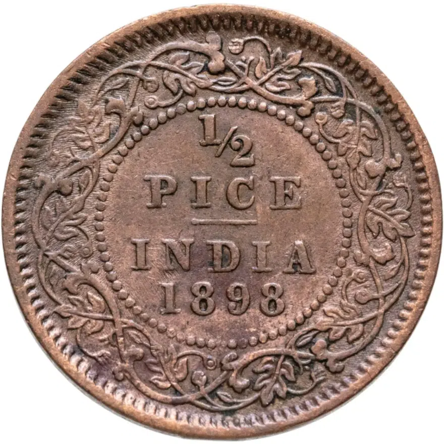 Индия (Британская) 1/2 пайса (pise) 1898, аверс