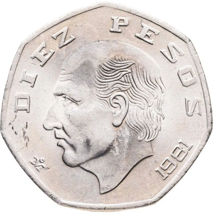 Мексика 10 песо (pesos) 1981, реверс